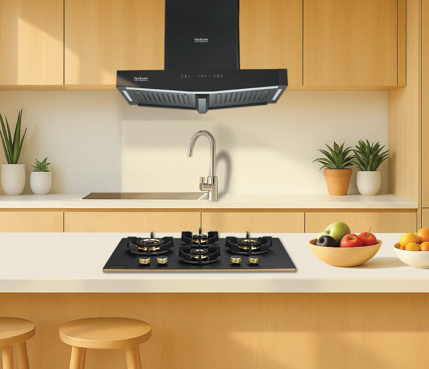 Hindware ONYX 90 cm AUTOCLEAN Island Chimney 1450 m³/hr