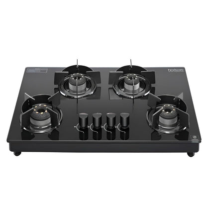 Hindware Coral Black 4 Burner Gas Stove with Auto Ignition