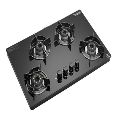 Hindware Coral Black 4 Burner Gas Stove with Auto Ignition