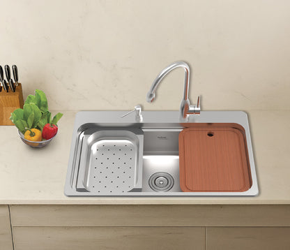 Hindware Bennett 30x18x9 inch Matt Finish SS Single Bowl Kitchen Sink