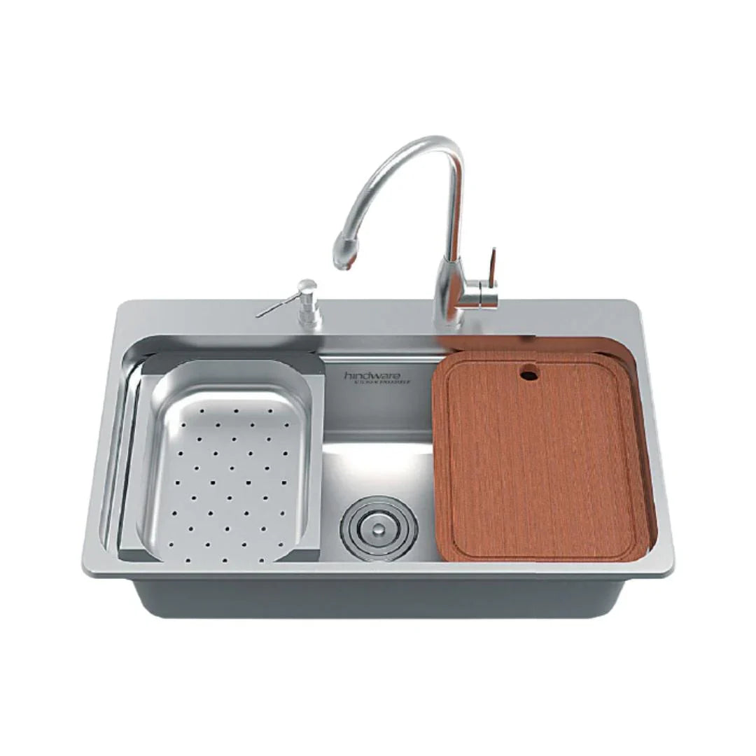 Hindware Bennett 30x18x9 inch Matt Finish SS Single Bowl Kitchen Sink