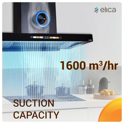 Elica 75 cm Wall Mounted Chimney T 75 SMART BLDC FL HAC LTW MS NERO