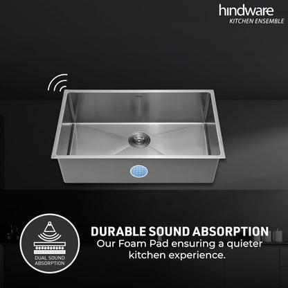 Hindware Domingo Neo Kitchen Sink 30"x18"x9"| 304 Grade Stainless Steel