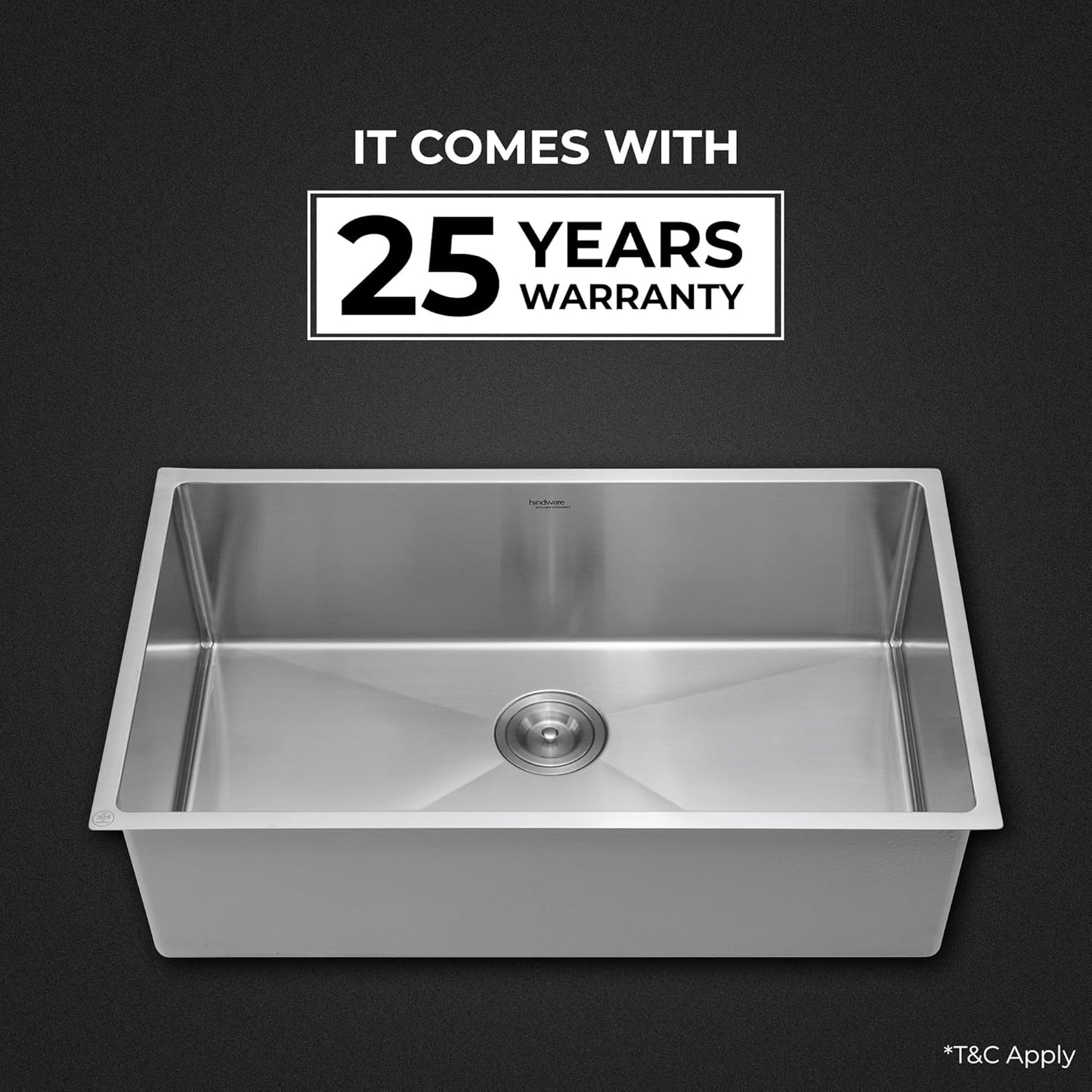 Hindware Domingo Neo Kitchen Sink 30"x18"x9"| 304 Grade Stainless Steel